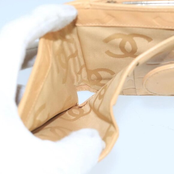 CHANEL Cambon Line Wallet Leather Beige Black CC Auth 104762 - Picture 14 of 16